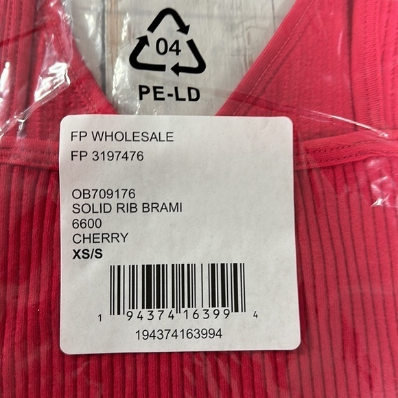 Free People Solid Rib Brami Cherry Size XS/Small - Picture 5 of 6